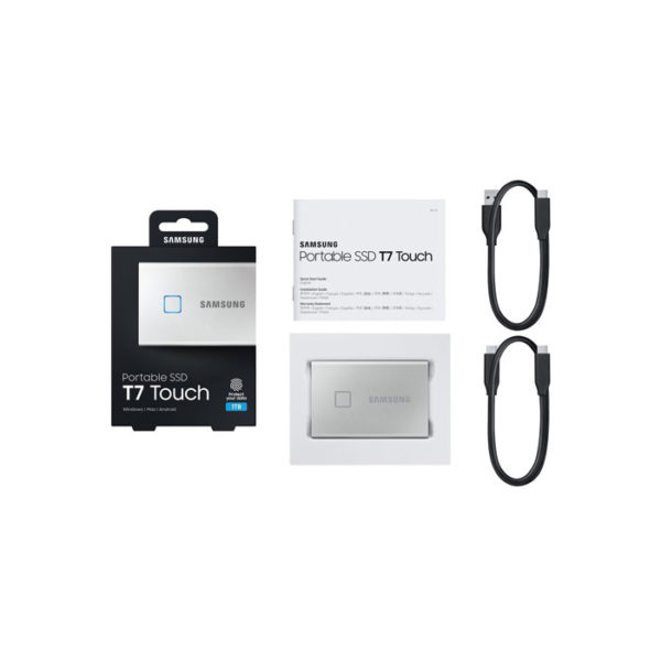 Samsung Portable SSD T7 Touch 1TB extern USB 3 2 Gen2 silber finanzieren